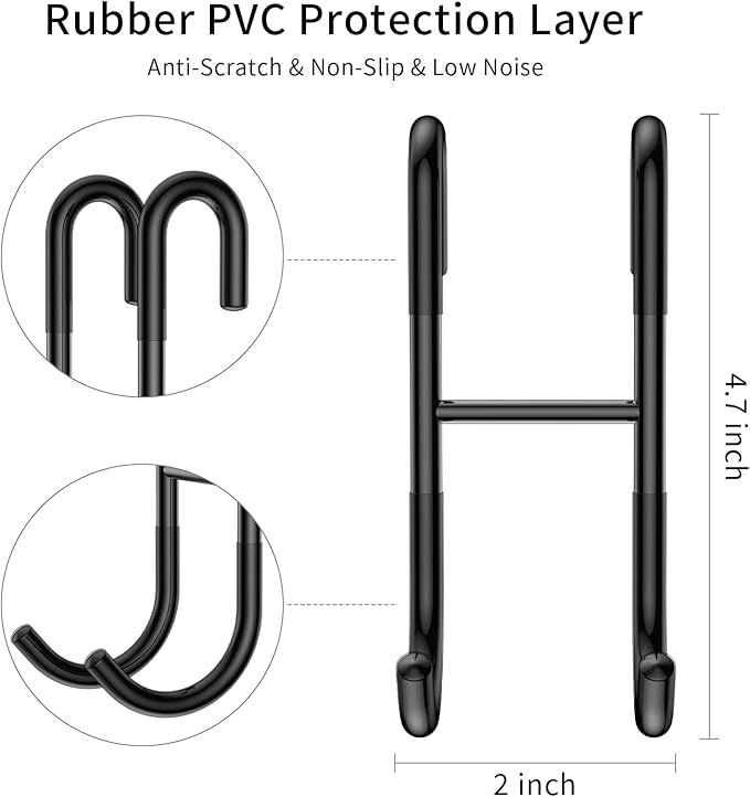 Over Door Hooks, Shower Hooks 2-Pack Black Frameless Glass Shower Door, Towel Hooks for Bathroom