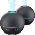 2 Pack Essential Oil Diffuser for Home - 200ml Ultrasonic Aromatherapy Diffuser with 4 Timers & 7 Colors Night Lights, 20dB Quiet Working for 10 Hours (Black+Black)