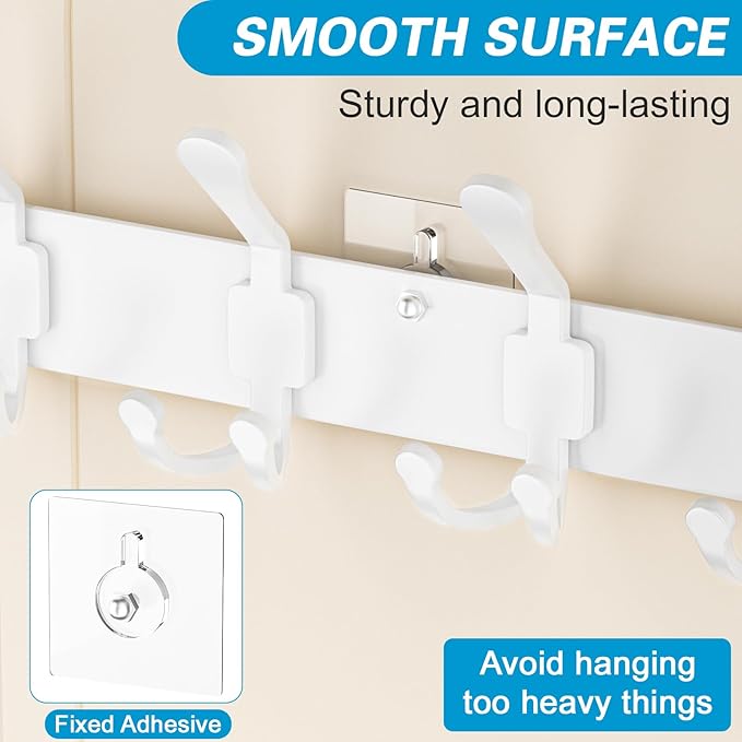 Aimeaihe Over The Door Hooks Organizer, Door Hanger Towel Rack with 2 Baskets, Adjustable Over The Door Coat Rack, Back of Door Storage for Bedroom, Kitchen, Bathroom (White)