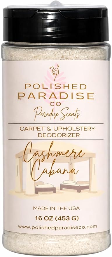 Paradise Scents Carpet and Upholstery Deodorizer, Luxury Resort Scent Powder for Rugs and Textiles, 16 Oz (Cashmere Cabana)