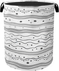 Grey Lines Laundry Basket - Heavy Duty 60L Dirty Clothes Organizer, Water Resistant Foldable Hamper for Men Women