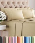 Cal King 6 Piece Sheet Set - Comfy Breathable & Cooling - Ultra-Soft Hotel Luxury Bedding Set with 8-16 Inch Deep Pockets - 1 Flat & 1 Fitted Sheet & 4 Pillowcases - Wrinkle Free & Easy Care - Beige
