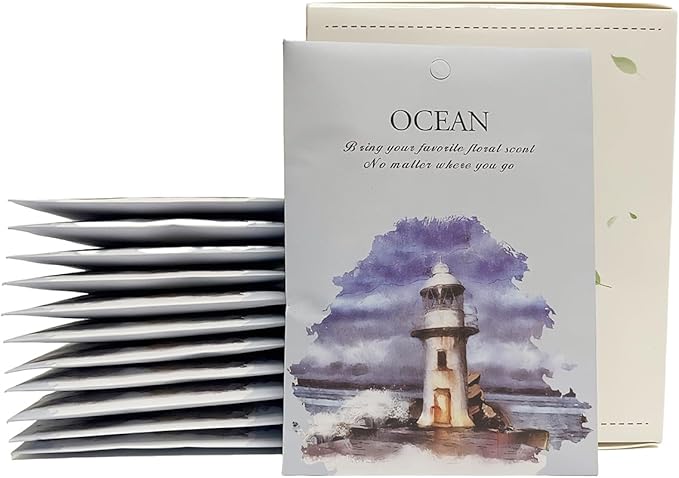 DMDGYNL Ocean Scented Sachet Bags - 12 Pack Home & Car Freshener, Odor Eliminator for Closets, Rooms, Drawers, Wardrobes, Toilets, Long - Lasting 360 - Day Fragrance