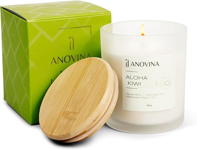 Anovina Fruity Scented Candle – Juicy Blend of Passionfruit, Pineapple, Kiwi & Coconut – Non-Toxic Soy Wax Blend – Candle Gifts for Women, Home or Kitchen
