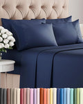 Full 6 Piece Sheet Set - Comfy Breathable & Cooling - Ultra-Soft Hotel Luxury Bedding Set with 8-16 Inch Deep Pockets - 1 Flat & 1 Fitted Sheet & 4 Pillowcases - Wrinkle Free & Easy Care - Navy Blue