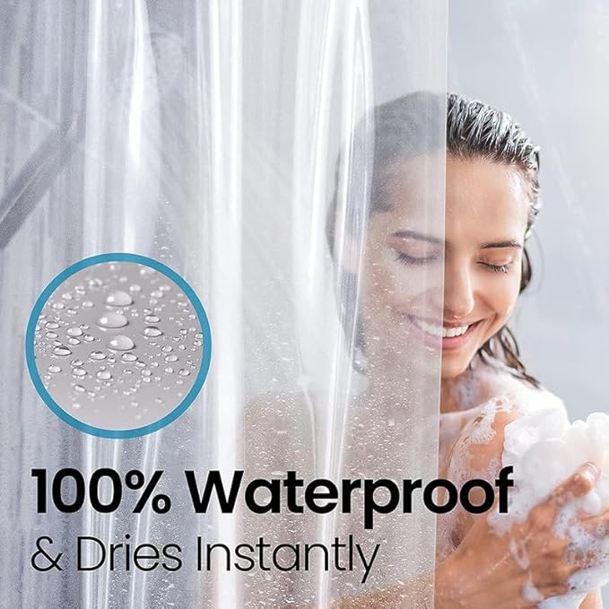 LiBa Waterproof Plastic Shower Curtain - Bathroom Shower Curtain Premium PEVA Non-Toxic with Rust Proof Grommets Frosted 8G Heavy Clear Duty Bathroom Accessories 72x72 2 Pack