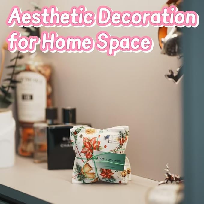 AUCUDA 4pcs Apple Cinnamon Sachet Bags for Spring Decorations Drawers and Closets, Scented Potpourri Packets for Women Outfits, Fragrance Pillow for Bedroom Indoor, Fresheners for Holiday.