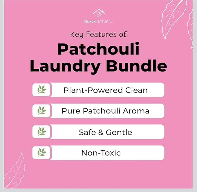 Patchouli Laundry Detergent & Scent Booster Bundle – 32 oz Detergent + 32 oz Booster, Long-Lasting Freshness, Natural Plant-Based Laundry Set, Eco-Friendly & Sulfate-Free, Made in USA