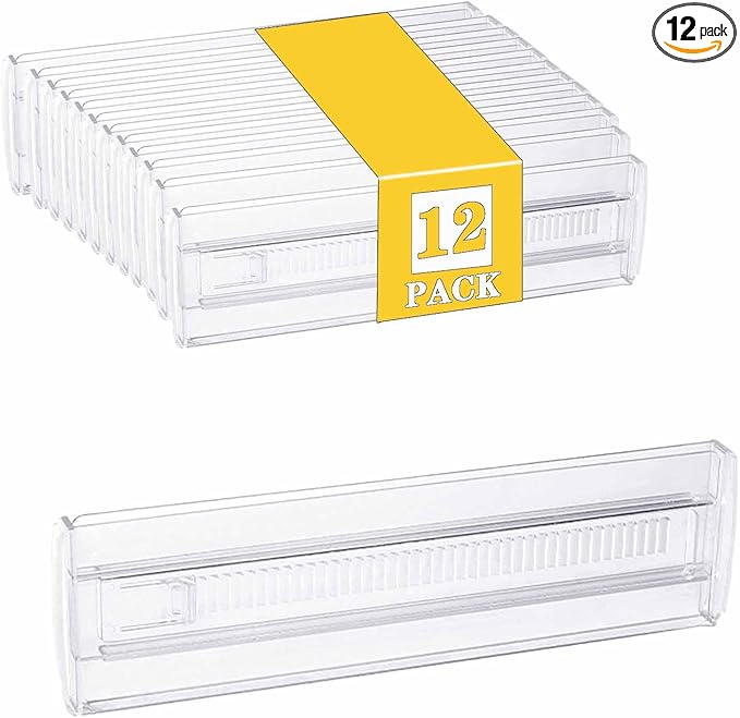 12 Pcs Drawer Dividers for Clothes, 3.15" High 11.34"-19.69" Adjustable Expandable Dresser Drawer Organizer, Clear Plastic Separators for Dresser, Baby Clothing, Underwear, Cosmetic