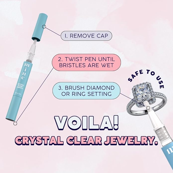 On-The-Go Ring and Jewelry Cleaning Pen - Crystal Clear Carats - Natural and Premium Shine Solution - Portable Travel Size Diamond and Gemstone Cleaner