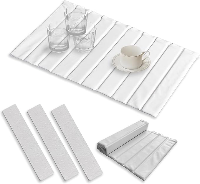 Removable Large Stone Drying Mat for Kitchen & Bathroom - 24x15 Inch | Foldable, Quick-Dry, Naturally Stain-Resistant Pad for Dishes, Cups, Cutting Boards (white, 24.4*15.8)