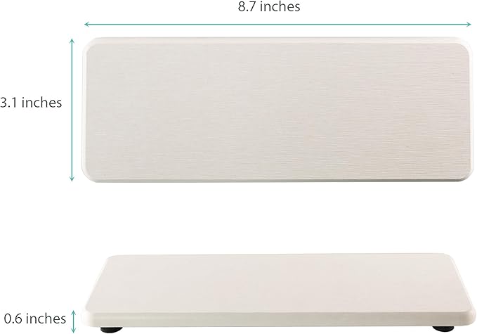 NiuYichee 2 Pcs Water Absorbing Stone Trays, Kitchen/Bathroom Sink Soap Dish, Diatomite Tray Used for Hand Soap & Cosmetic Bottles in The Modern Home, 3.15" W x 8.7" L, White