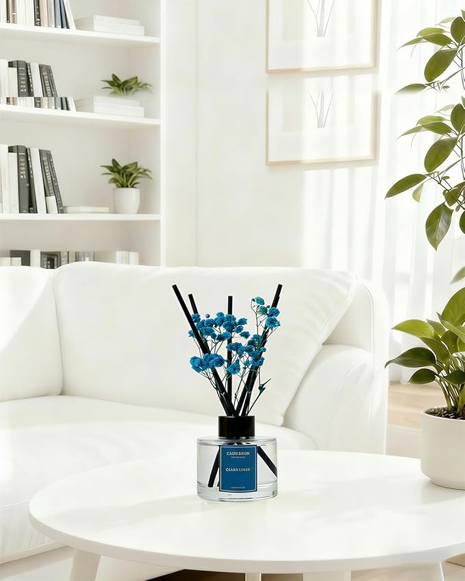 Reed Diffuser Set-Clean Linen Scent Fragrance Oil Diffuser with 6 Reed Sticks | Home & Bedroom Bathroom Decor,3.38 fl oz (100ml) (Clean Linen)
