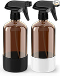 Bontip Glass Spray Bottle with Silicone Sleeve Protection, Amber Glass Spray Bottle Set for Window Cleaner Aromatherapy Facial Hydration Watering Flowers Hair Care 2 Pack/16 oz (Black & White, 16 oz)