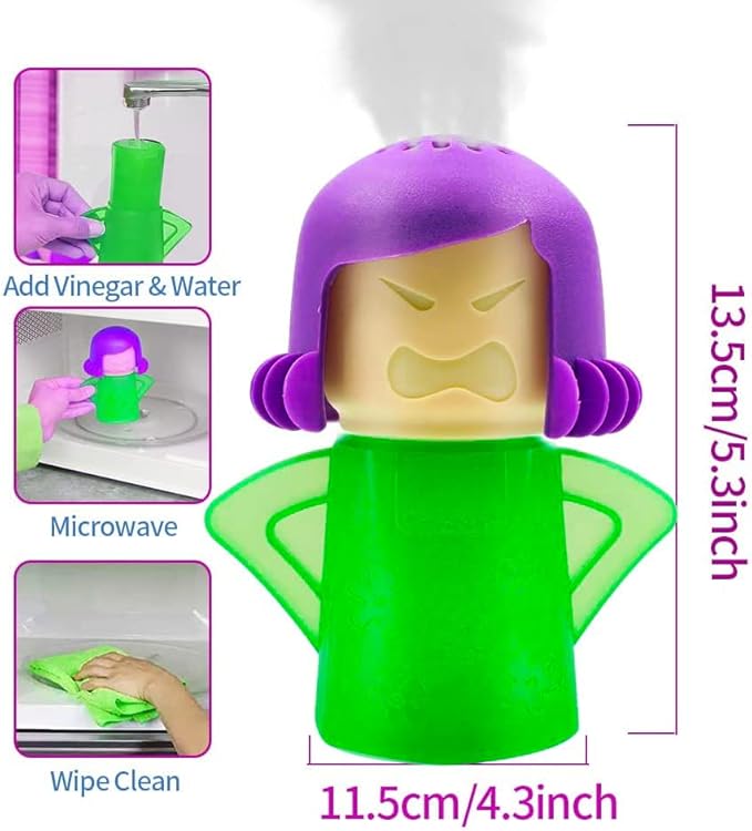 Abnaok Angry Mom Microwave Cleaner and Chilly Mama Fridge Deodoriser 2PCS Easily Clean in Minutes for Home or Office with English Manual
