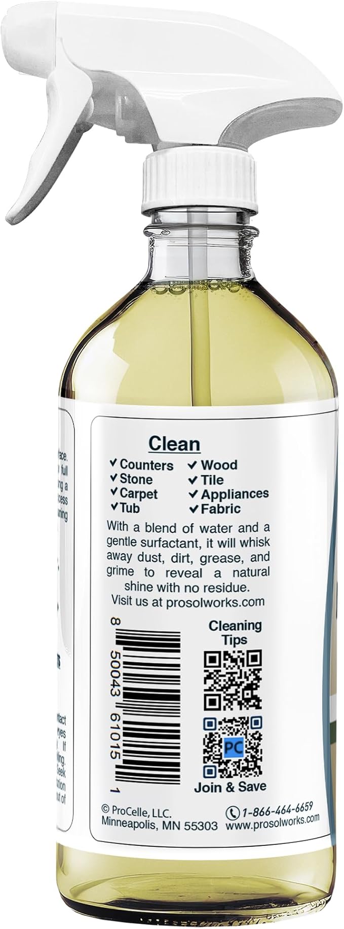 PROSOL WORKS All Purpose Cleaner Cleaning Spray 16 oz - Multi Surface Cleaner Use to Clean Counters, Wood, Stone, Tile, Fabric, Tub & Appliances Revealing Natural Shine & Refreshing Scent