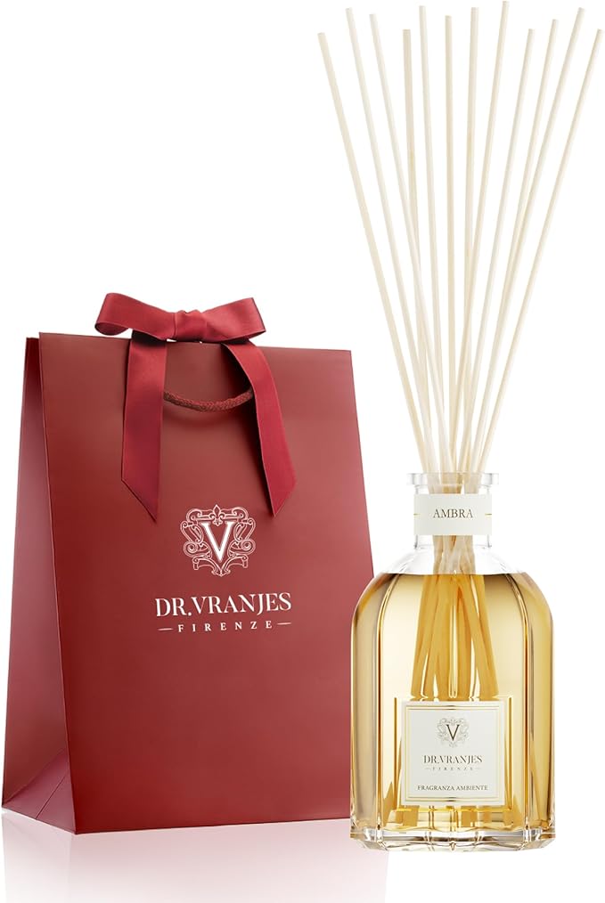 Dr. Vranjes - Ambra 250 ml Reed Diffuser + Elegant Shopping Bag, Luxury Home Fragrance, Made in Italy, Amber, Patchouli, Sandalwood