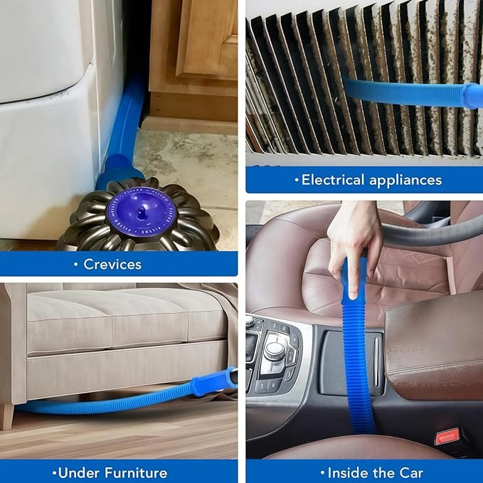 Universal Dryer Vacuum Attachment,Dryer Vent Cleaner Kit with Long Flexible Hose & Brush, Fits All Vacuums for Deep Cleaning Lint, Debris from Dryer Vent, Refrigerator Coils & Tight Spaces.