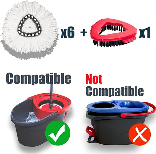 7 Pack Mop Head Replacement for O Cedar: Spin Mop Refill Compatible with Ocedar - Microfiber Replace Heads and Tile Marble Grout Scrubber Bristle for O'ceda