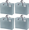 VENO 4 Pack Moving Bags, Christmas Storage Containers, Storage Totes, Zipper On Top, Sturdy, Storage Bags for Camping, Clothes, Bedding, Comforters, Pillows (22 Gallon Light Blue, 4 Pack)