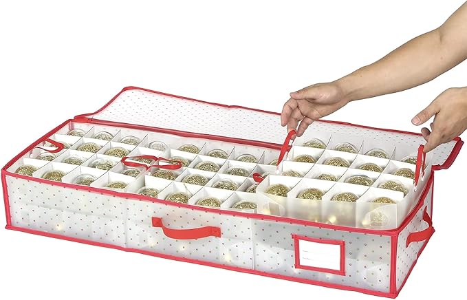 Sattiyrch Plastic Christmas Ornament Storage Box with Trays,Customizable Dividers, Dust-Proof Durable Ornament Organizer Holder,Christmas Storage Containers,Holds 96 x 3 Ornaments