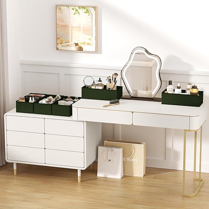 DIMJ Drawer Organizer Clothes - 24 Pack Closet Drawer Organizer Bins for Baby Clothes Storage, Fabric Dresser Organizer for Nursery Bedroom, Foldable Small Drawer Dividers for Underwear Socks