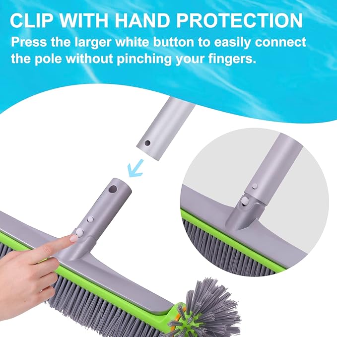 Sepetrel Pool Brush Head for Cleaning Walls,Heavy Duty Inground/Above Ground Swimming Pool Round Scrub Brushes with Premium Strong Bristle & Reinforced Aluminium Back,Grey