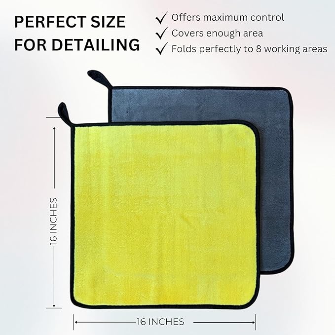 The Pro Stuff® Car Detailing Microfiber Towels - 600 GSM Thick Plush Auto Towels | Super Soft Dual-Sided for Cleaning, Washing, Buffing | Tagless, Scratch-Free, Lint Free Cloth (16"x16") | 3 Pack