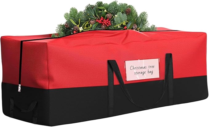 Christmas Tree Storage Bag, Fits Up 8 Ft Tall Artificial Trees, Heavy-Duty 600D Oxford Tree Bag with Reinforced Handles Zipper Clear Pocket, Storage Bags for Moving Items, Clothing, Outdoor, Bedding