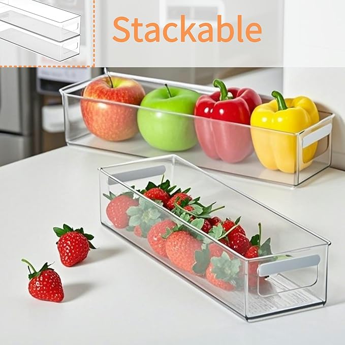 vacane Clear Refrigerator Organizer Bins Plastic Food Storage Fridge Organizer Pantry Organization Container for Pantry,Bathroom ,Kitchen