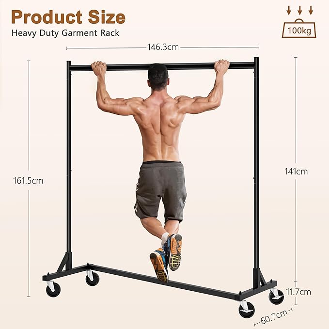 Hoctieon Z Rack, Rolling Clothes Racks with Z-Base, Heavy Duty Garment Rack, Clothing Racks for Hanging Clothes, Sturdy Metal Hanging Holder, Clothes Organizer Rack, Black