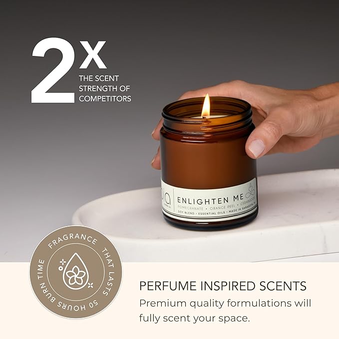 Bia Candle Co Soy Blend Candle, Sweet Orange Peel, Pineapple & Pomegranate Over Vanilla Cedar – Clean Soy Wax, Made in USA – Enlighten Me Scent,7 oz