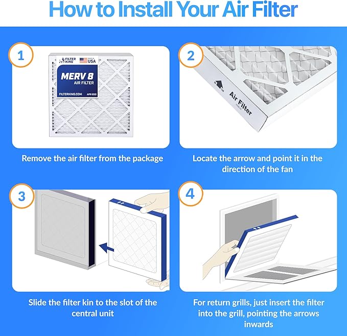 Filter King 26x24x1 Air Filter | 4-PACK | MERV 8 HVAC Pleated A/C Furnace Filters | MADE IN USA | Actual Size: 26 x 24 x .75"