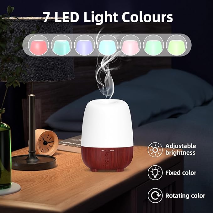 150ML Cordless Essential Oil Diffuser, Rechargeable Battery-Operated Quiet Aromatherapy Diffuser with 7-Hour Runtime,2 Timer Settings & 7-Color LED Light for Bathroom,Bedroom,Living,Room