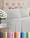 Twin 4 Piece Sheet Set - Comfy Breathable & Cooling - Soft Hotel Luxury Bedding Set with 8-16 Inch Deep Pockets - 1 Flat & 1 Fitted Sheet & 2 Pillowcases - Wrinkle Free & Easy Care - Grey Stripes 2