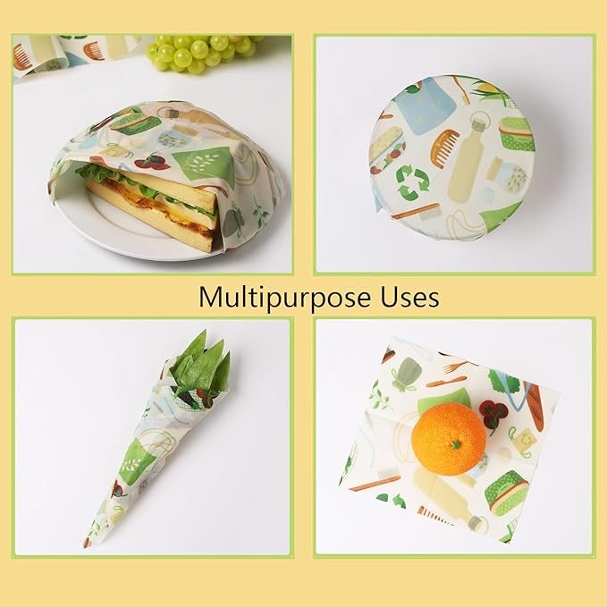 Organic Beeswax Wraps for Food-12 x 40" Reusable Beeswax Wraps Roll for Food Preservation & Storage Eco-Friendly Food Wraps Sustainable Food Storage Wraps for Cheese, Sandwich, Bread