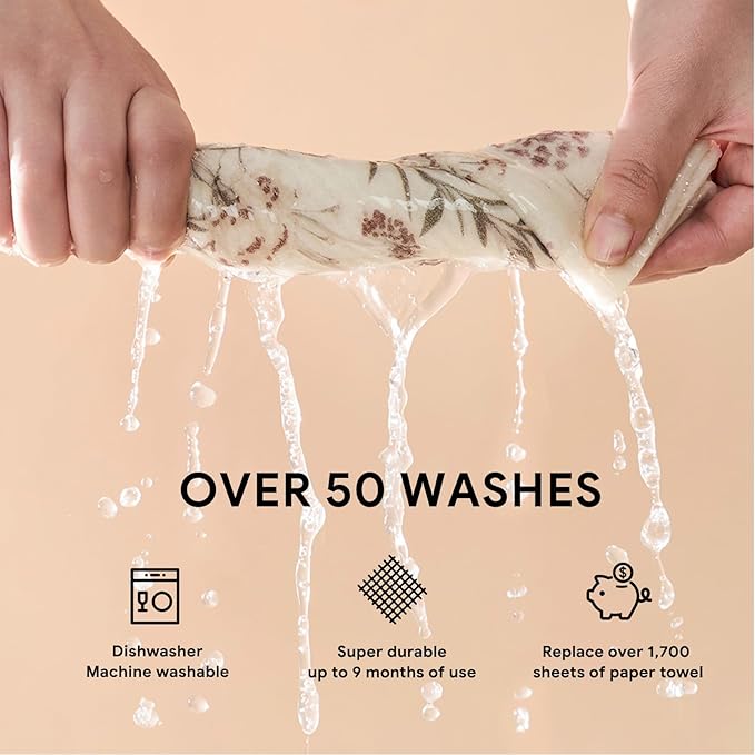 RECYCO Swedish Dishcloths for Kitchen | 4 Pack Oversized Washable Dish Rags | Large Cellulose Reusable Cleaning Paper Towels | Absorbent Counter Dish Cloth Sponge XL Kitchen Wipes, 12" L x 10" W