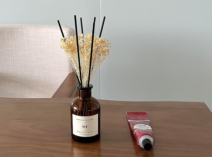 WEALD TRIBE Reed Diffuser Set for Bathroom Air Fresheners, Oil Diffuser Sticks | White Jasmine Scent 4.0 fl oz Home Fragrance with Sticks Defusers | House Bedroom Office Shelf Decor