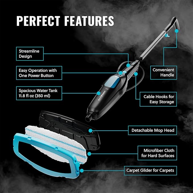 PurSteam Professional Steam Mop | Multi-Surface Floor Cleaner for Hardwood, Tile, Laminate & Carpet | Fast Heating, Lightweight & Chemical-Free Cleaning