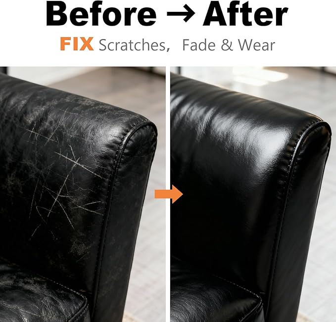 Black Leather Repair Kit, Black Leather Recoloring Balm, Leather Dye - Restore & Renew Scratch, Faded and Aged Leather & Vinyl Couches, Boots, Car Seats or Leather Furniture