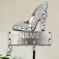 Personalized Wooden 2D Flat Print High-Heeled Shoe Wall Mounted Hook for Women Girl Family Friends Custom Name Key Storage Holder High-Heeled Shoe Coat Rack Home Dexor Gift for Living Room Hallway