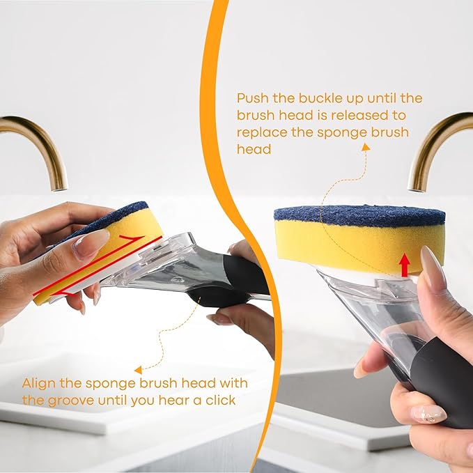 Sponge Brush Refills for OXO Soap Dispensing Dish Brush - 6 Pack Dish Cleaning Soap Dispensing Head Replacement for Scrubber