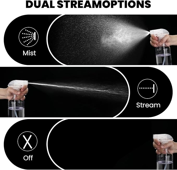 Ronyes Lifescience Glass Spray Bottles with Silicone Sleeve, 2 Pack 16.9oz Refillable Containers with Adjustable Spray Nozzles, Empty Spray Bottle for Cleaning Solutions, Hair, Plants (Blue+Grey)