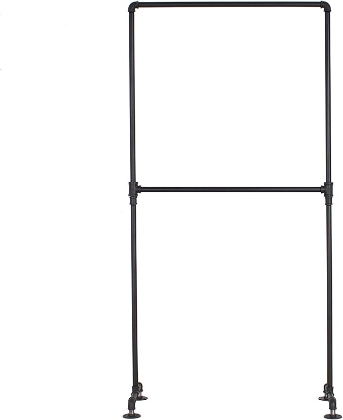 Industrial Pipe Double Rail Clothing Rack by William Robert's Vintage