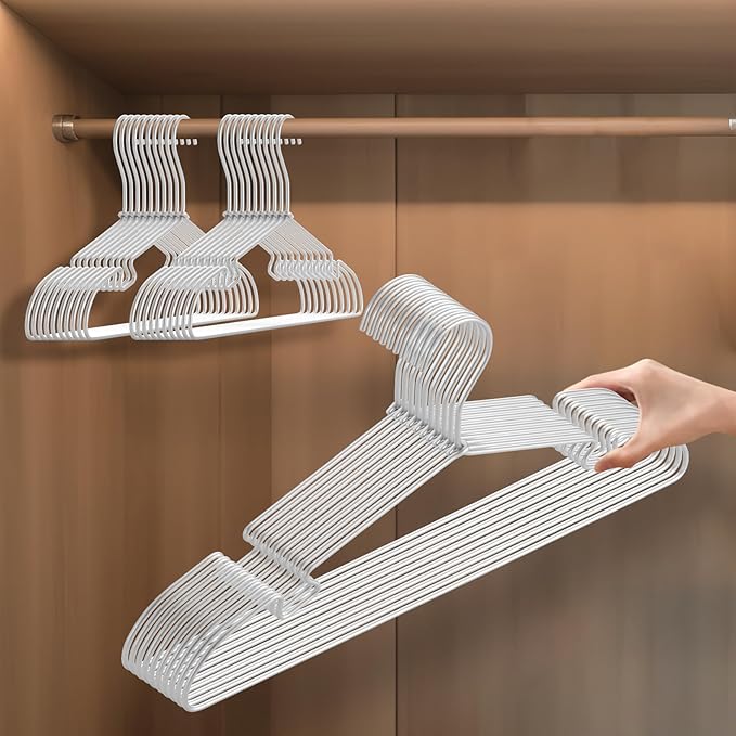 VWV 20-Pack Silver Aluminum Hangers, 16.5-inch Smooth and Durable Metal Shirt Hangers, Lightweight and Sturdy Metal Hangers, Suit Hangers, Dress Hangers, Wedding Gown Hangers.