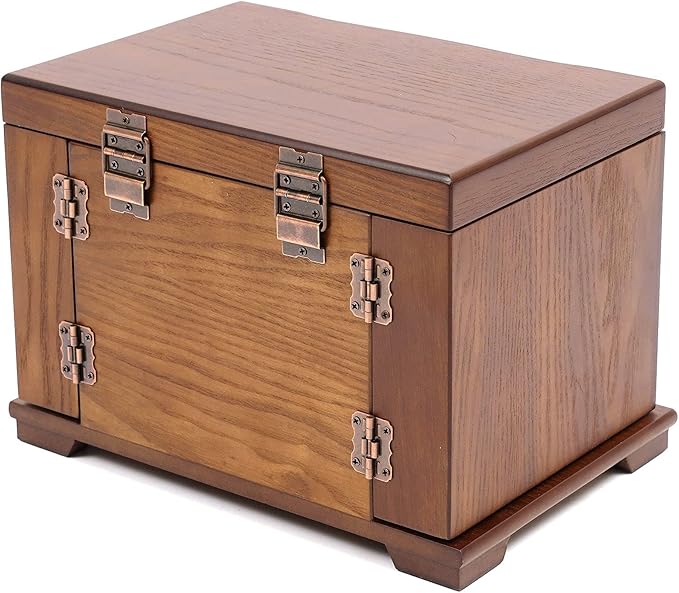 Eapmic Extra Large 4 Layers Wooden Jewelry Box Jewelry Case Cabinet Armoire Ring Necklacel Gift Storage Box Organizer (4 Layers,Brown)