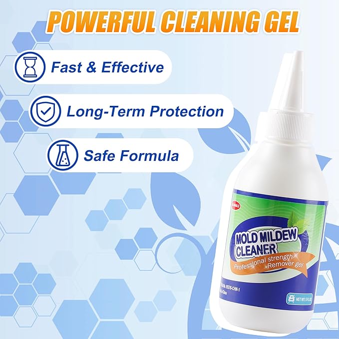 GELIVABLE Powerful Stain Remover Gel Cleaner Whitening Deep Cleaner for Washing Machine Seal, Bathroom Grout, Walls, Shower, Kitchen Sinks and Refrigerator Strips - 5 Fl Oz