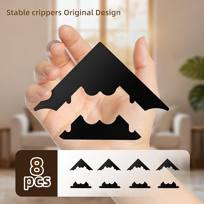 QUAFIPAAT Rug Pad Gripper, 8 Pcs Reusable Non-Slip Rug Pads, for Hardwood Floors and Tiles No Damage, Keep Corners Flat, Double-Sided Adhesive Area Rugs