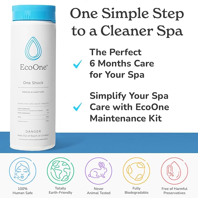 EcoOne | Hot Tub Chemical Maintenance & Supply Kit | Spa Shock & Conditioner Kit | Contains Oneshock Chlorine Granular & SPA Monthly Conditioner | 6 Month Supply