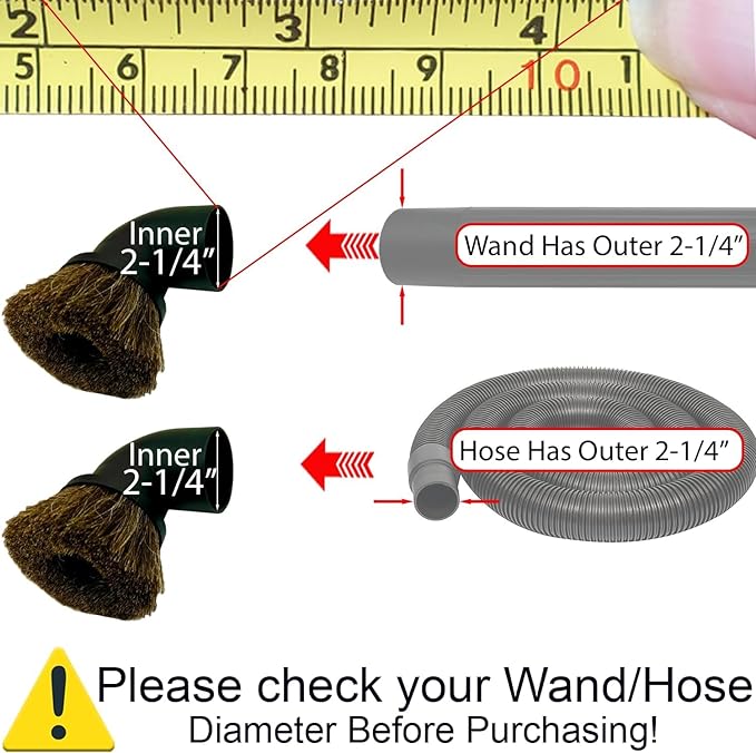 GHAMADE Vacuum Accessories & Attachments for Shop Vac 2-1/2'' - Vacuum Dust Brush & Extension Wand Compatible with Vacuums Using 2-1/4'' Inner Diameter Accessories (Horsehair, 2-1/4'')